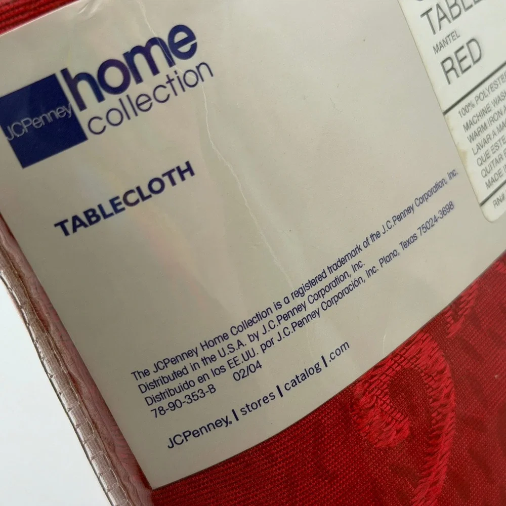 Colin Cowie JCPenney Home Red Crewel Damask Tablecloth 60x120 New Holiday Decor